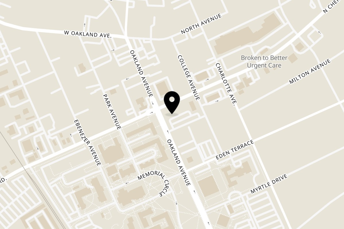 Map showing the location of Off The Tracks Brewing on 502 Cherry Rd #106 in Rock Hill